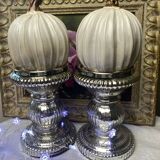 Set of 2 mercurized glass candle holders