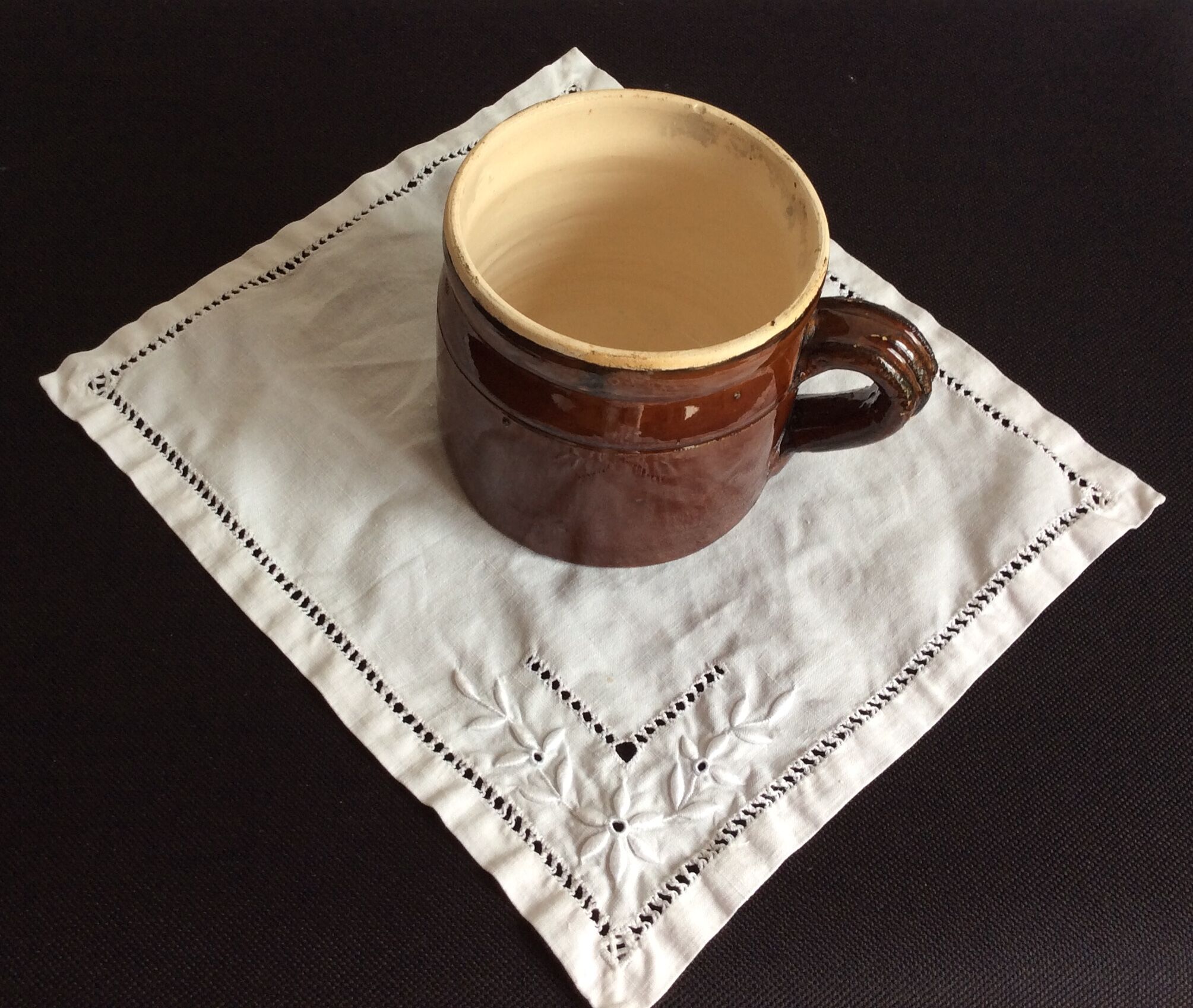 Old glazed creamer brown