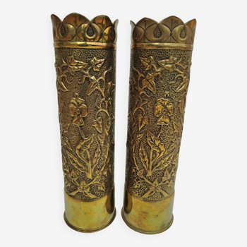 Pair of brass vases