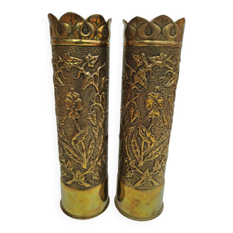 Pair of brass vases