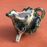 1940s Polychrome Barbotine Milk Jug / Creamer Shell Shape