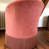 Pink velvet toad armchair