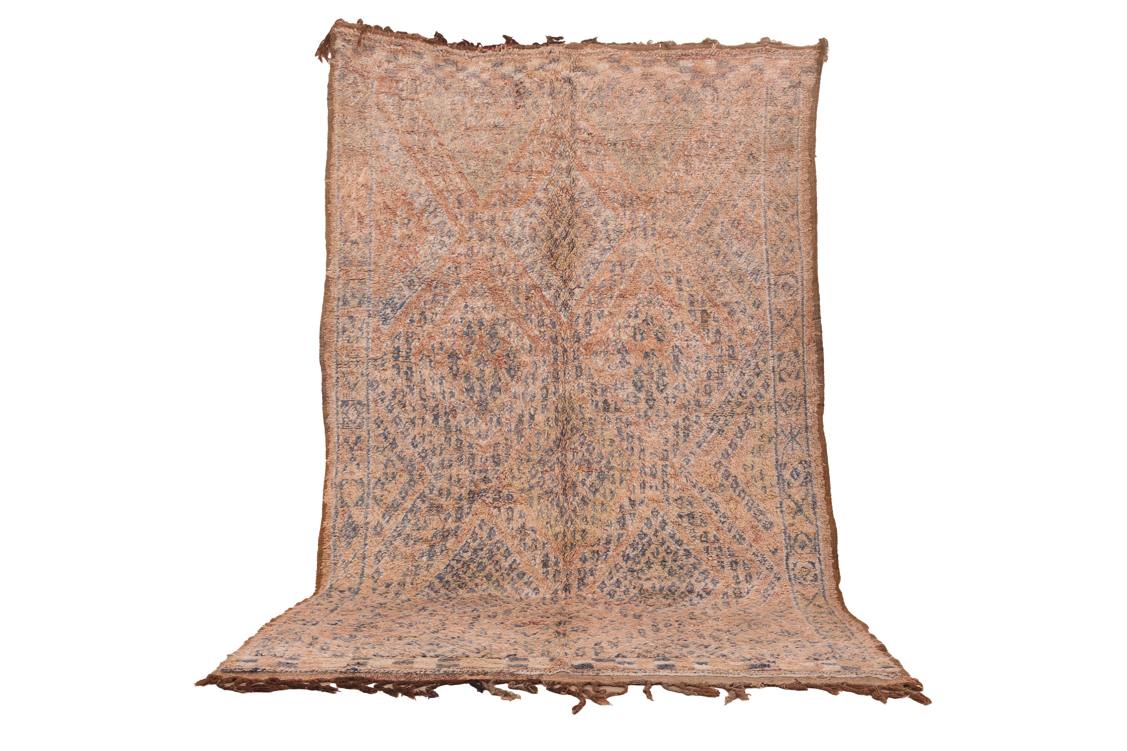Peach Vintage Moroccan Wool Rug 188 x 317 cm , Berber Rug Handmade, Unique