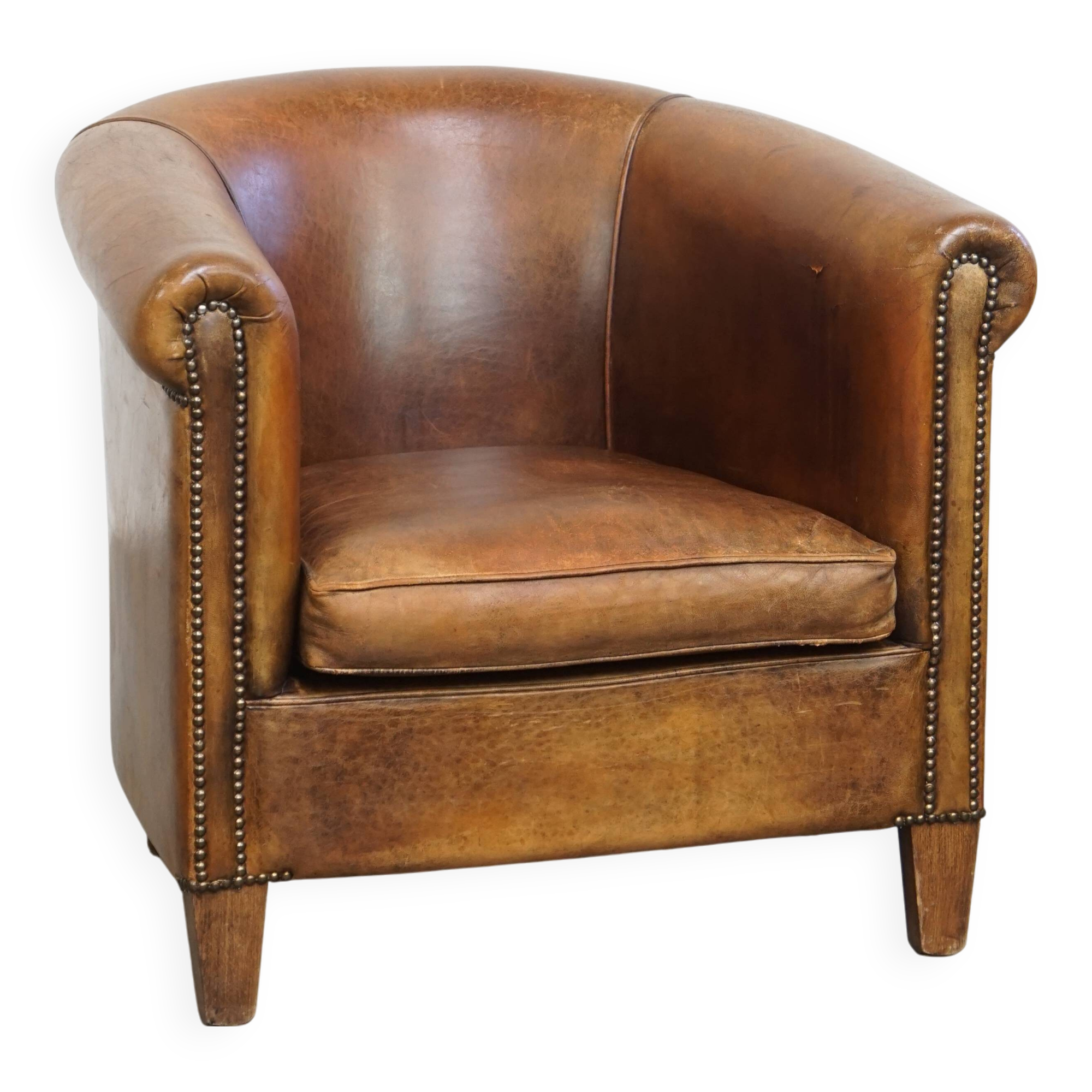 Vintage Sheepskin Leather Club Chair