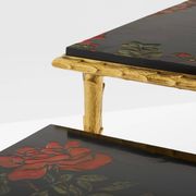 Tables d’appoint feuillage bronze doré laque de Chine Maison Baguès 1950