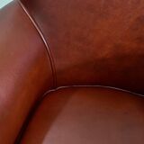 Pair of Small Club Armchairs in Sheepskin - Reproduction