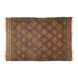 Area kilim rug ,vintage wool turkish handknotted kilim, 297 cmx 200 cm rug