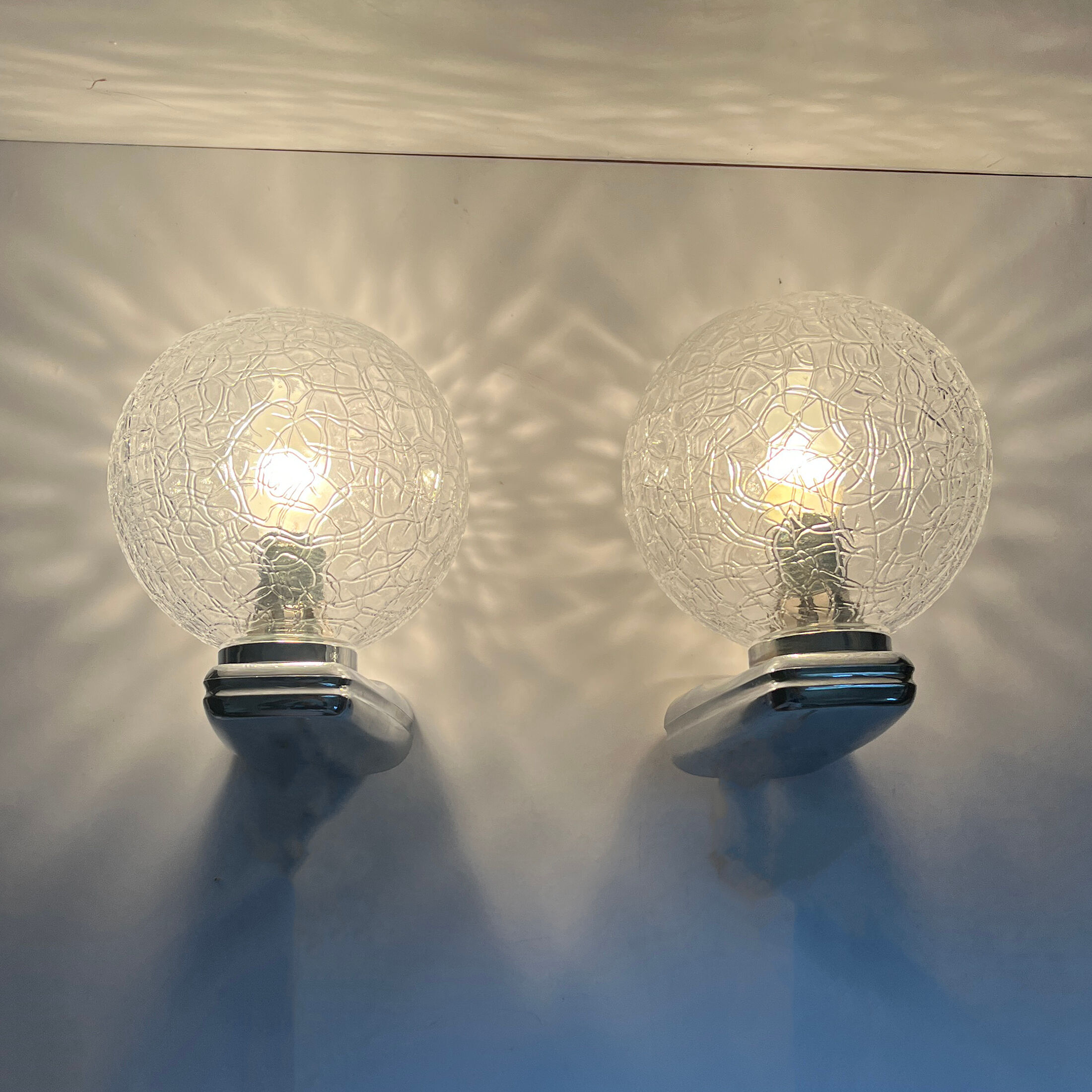 Pair of DusselPlastic wall lamps Germany, 1980s