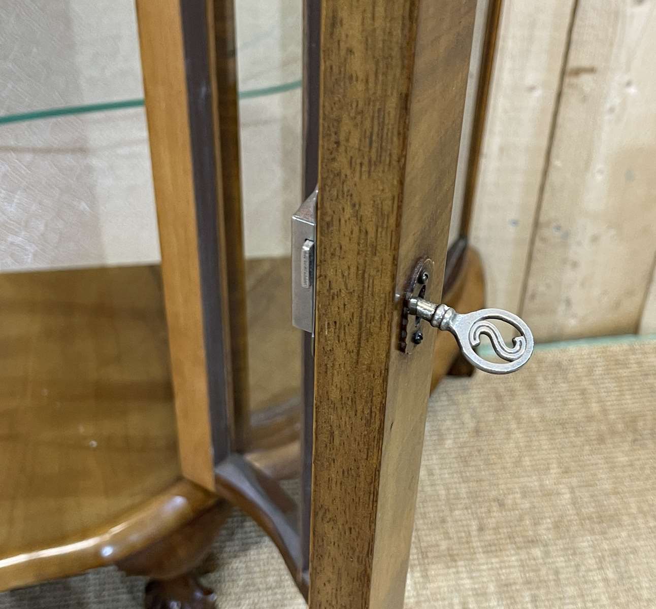 English Art Deco walnut showcase