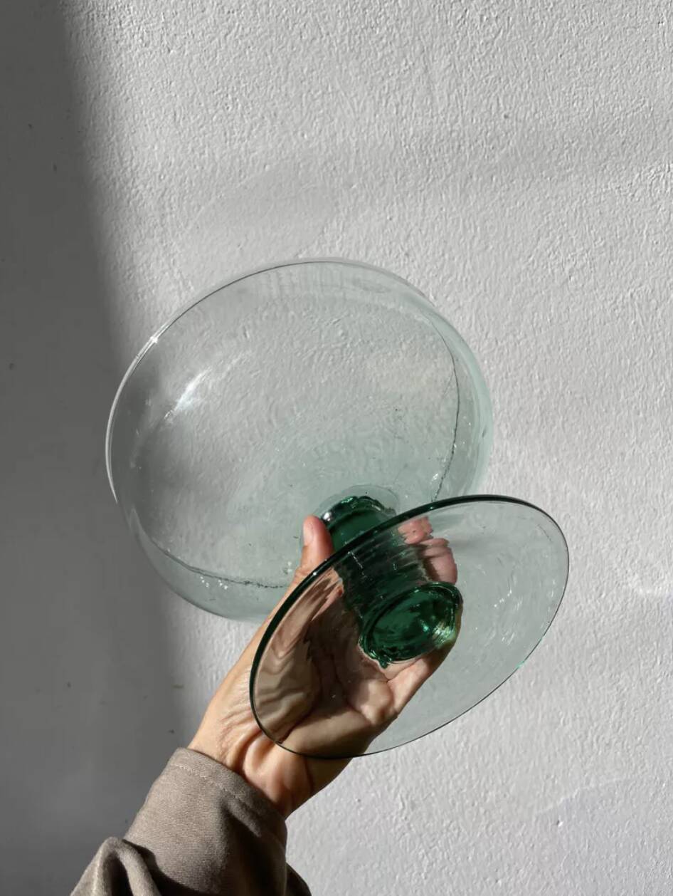 Murano blown glass fruit bowl / footed dish