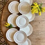 Set of 10 vintage flat plates in semi-porcelain Céranord.