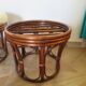 Pretty pair of 2 bamboo and rattan stools with cushions - 80s - Vintage - set of 2