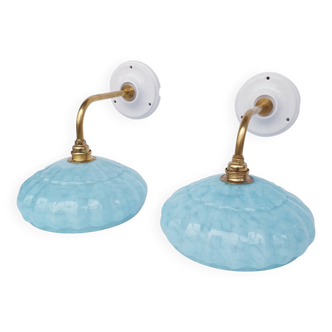 Swan neck wall lights and Clichy glass