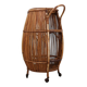 1960s Italian mid-century modern rattan barrel bar cart