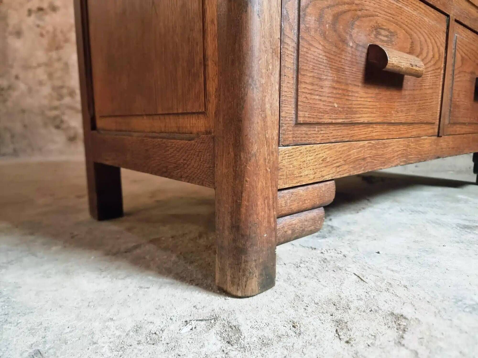Vintage French Oak Chest of Drawers – 1930s, Solid Oak Storage Cabinet with Four Drawers