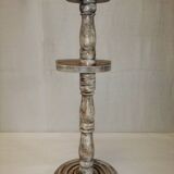 Wooden side table plant holder ivory patina ashtray rotating tray