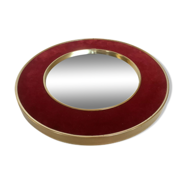 Ancien miroir en velours grenat