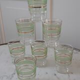Set of 7 glasses light green granite years 50-60