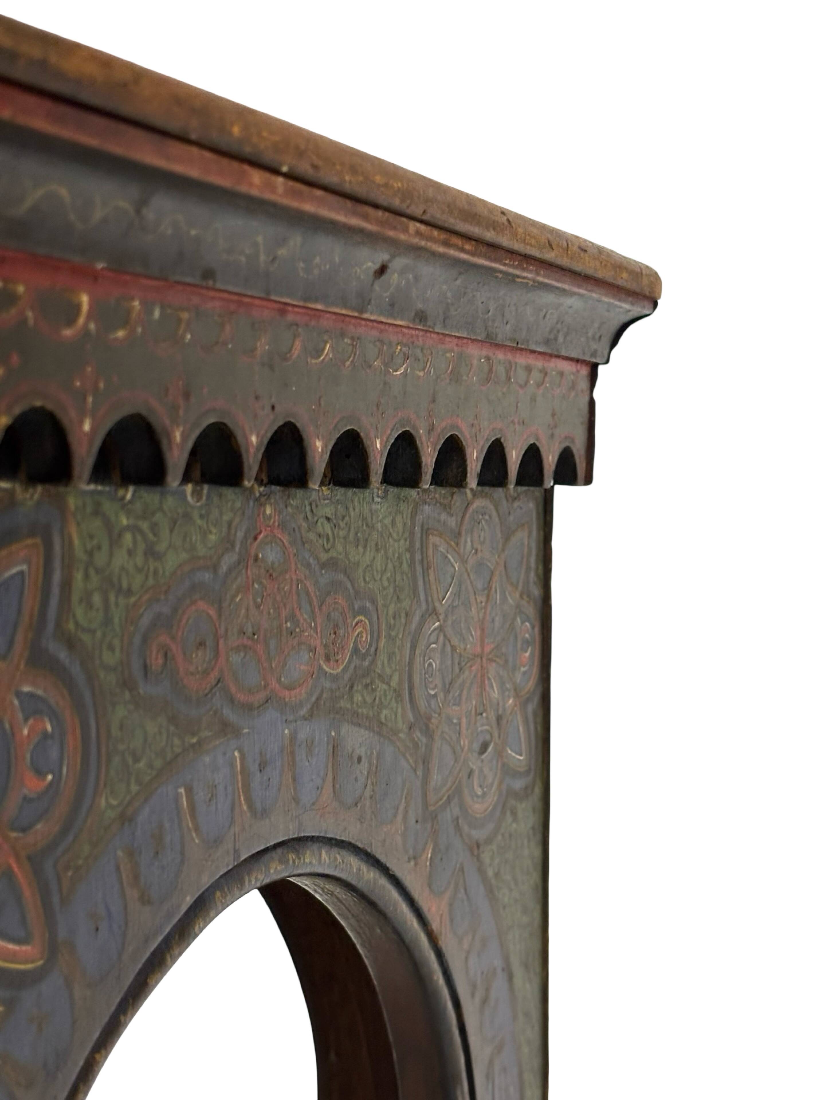 Antique hand-painted Moroccan Moorish Zouak side table