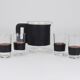 Carl Auböck Martini Set Black Leather Pitcher & Glasses, Austria, 1950s