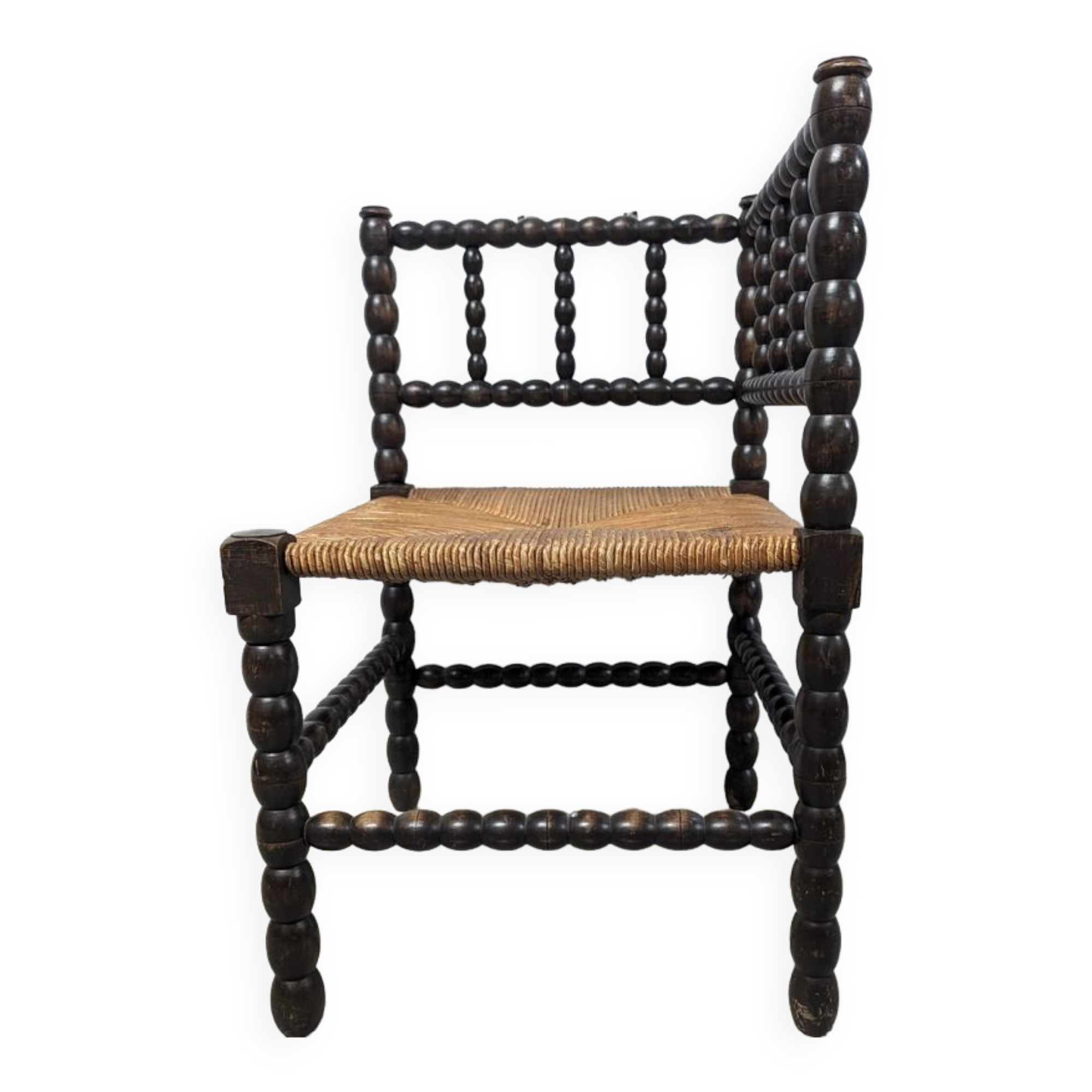 Turned wooden corner chair