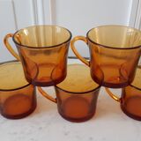 Set of 5 amber coffee cups 70s