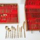 Cutlery set imitation bamboo 144 pieces vintage 1950