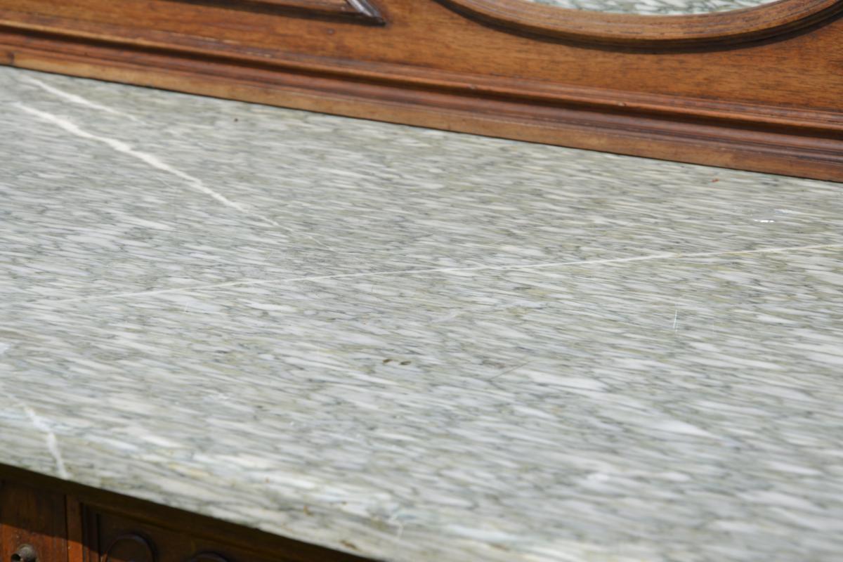 Buffet Sculpted in Walnut marble style Louis XVI