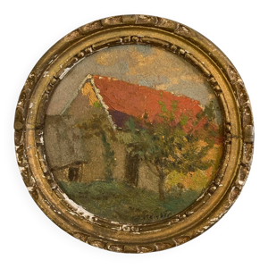 Huile sur bois maison - campagne