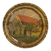 Oil on wood country house