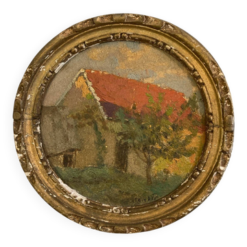 Oil on wood country house