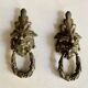 Pair of bronze door knockers - Empire lion head handles