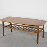 Midcentury Two Tier Teak Slatted Coffee Table.