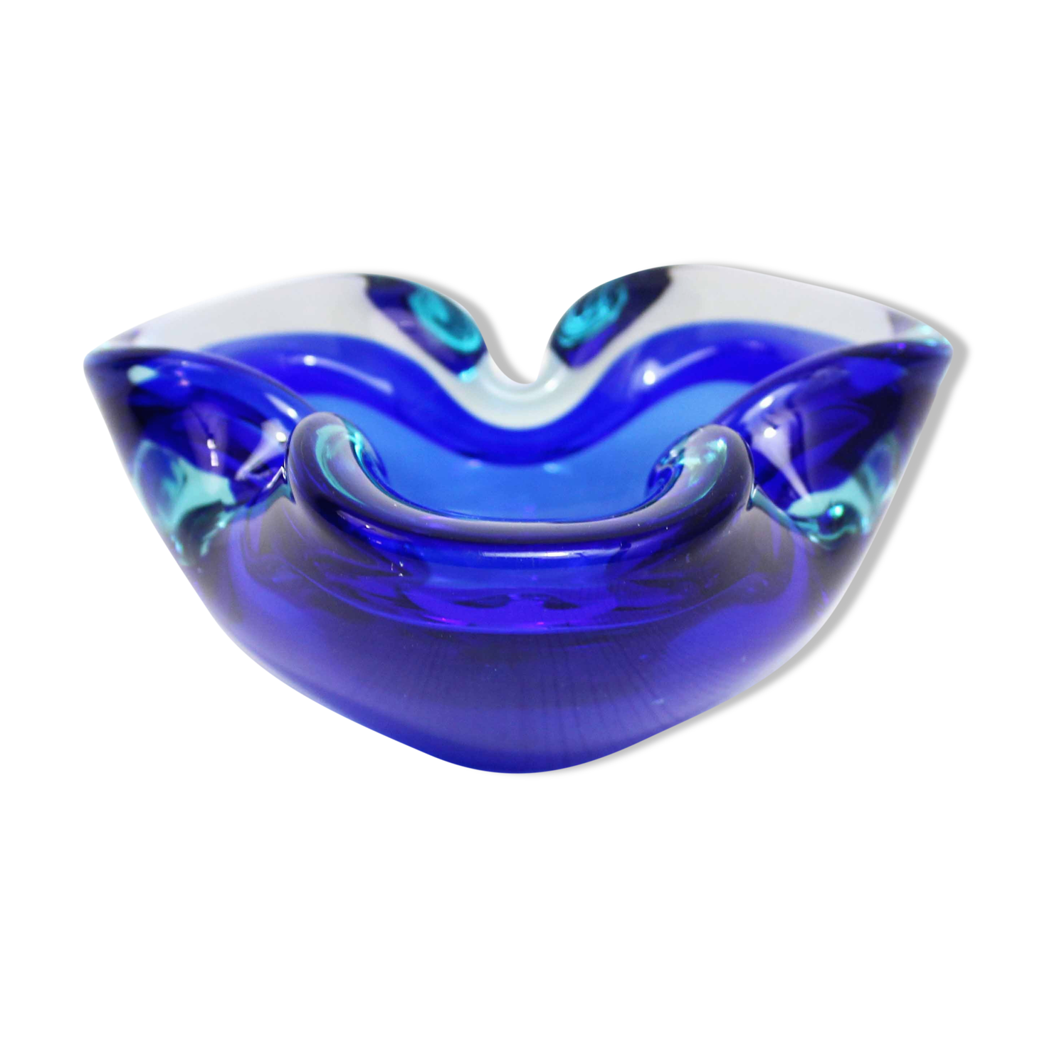 Blue Murano glass ashtray