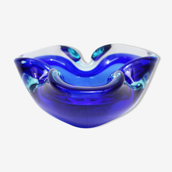 Cendrier en verre de Murano bleu