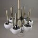 Vintage lacquered steel chandelier with glass spheres, Italy, 1960s-1970s.