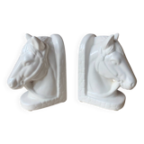 Vintage Horse Head White Ceramic Bookends