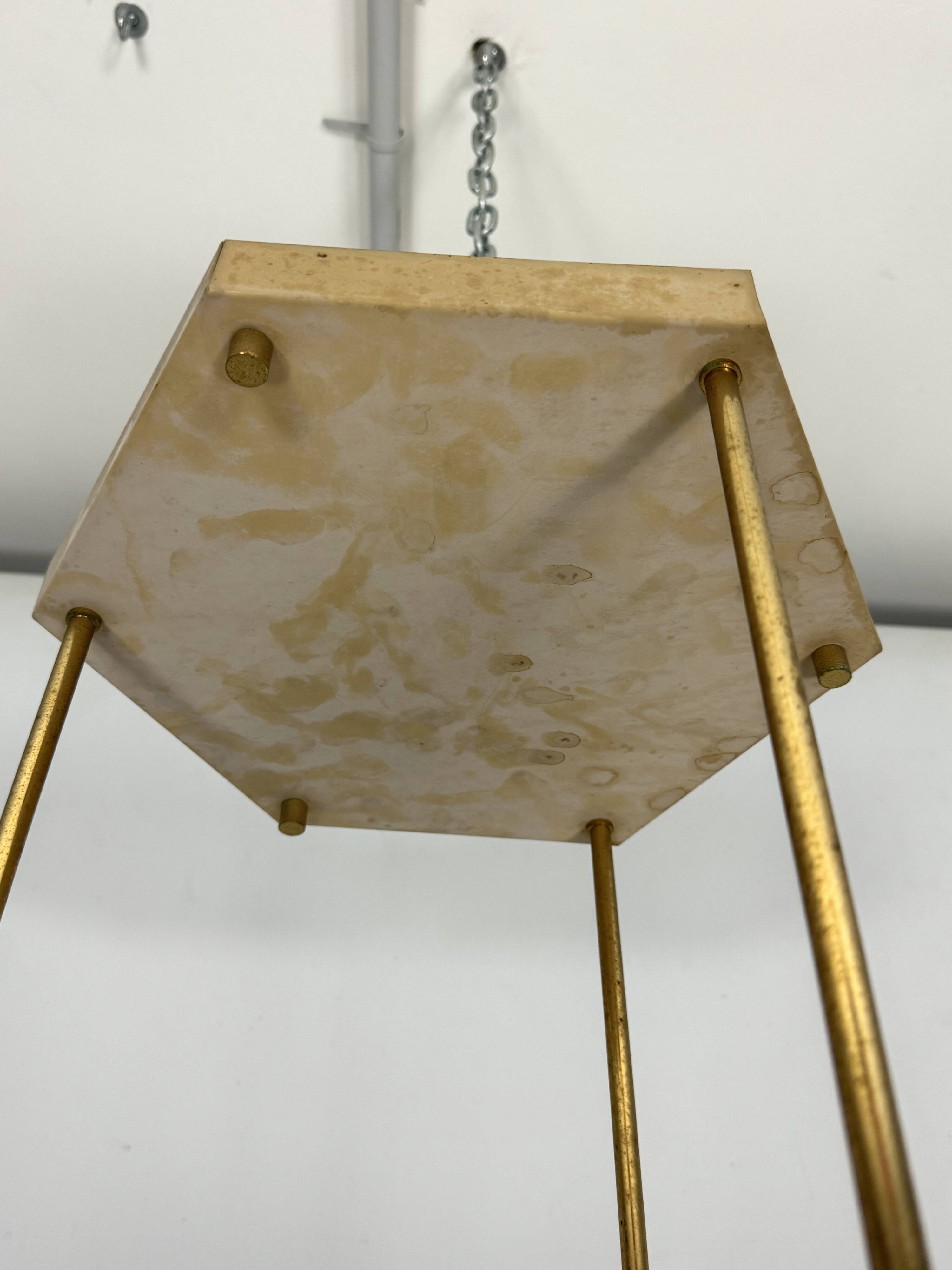 Vintage Italian brass and perspex chandelier by Zeroquattro from 70s