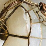 Mother-of-pearl chandelier and brass shape flower 70s