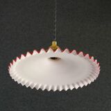 Pendant light in old glass painted red and white. New socket and cable.