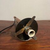 70s metal globe pendant light with Rispal teak support