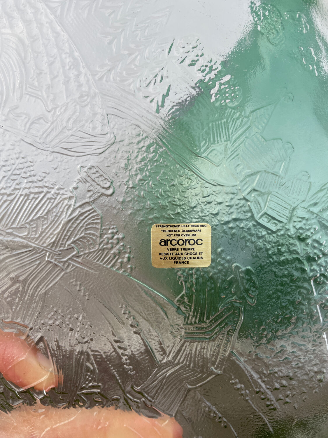 6 transparent dessert plates with a country design by Arcoroc