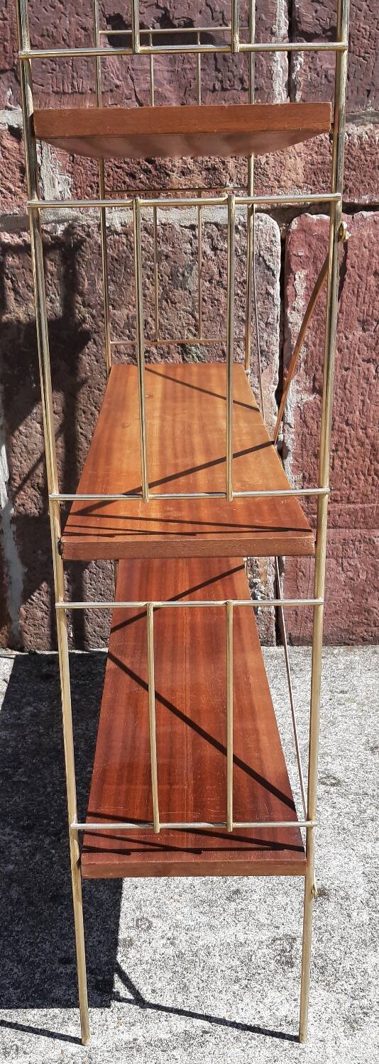 Etagère scandinave string, sur pied (ou mural) bois/ métal doré