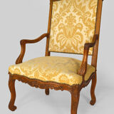 Set of 2 armchairs in carved oak, Louis XV style