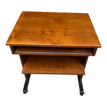 Petit bureau informatique style scandinave sur roulettes en bois
