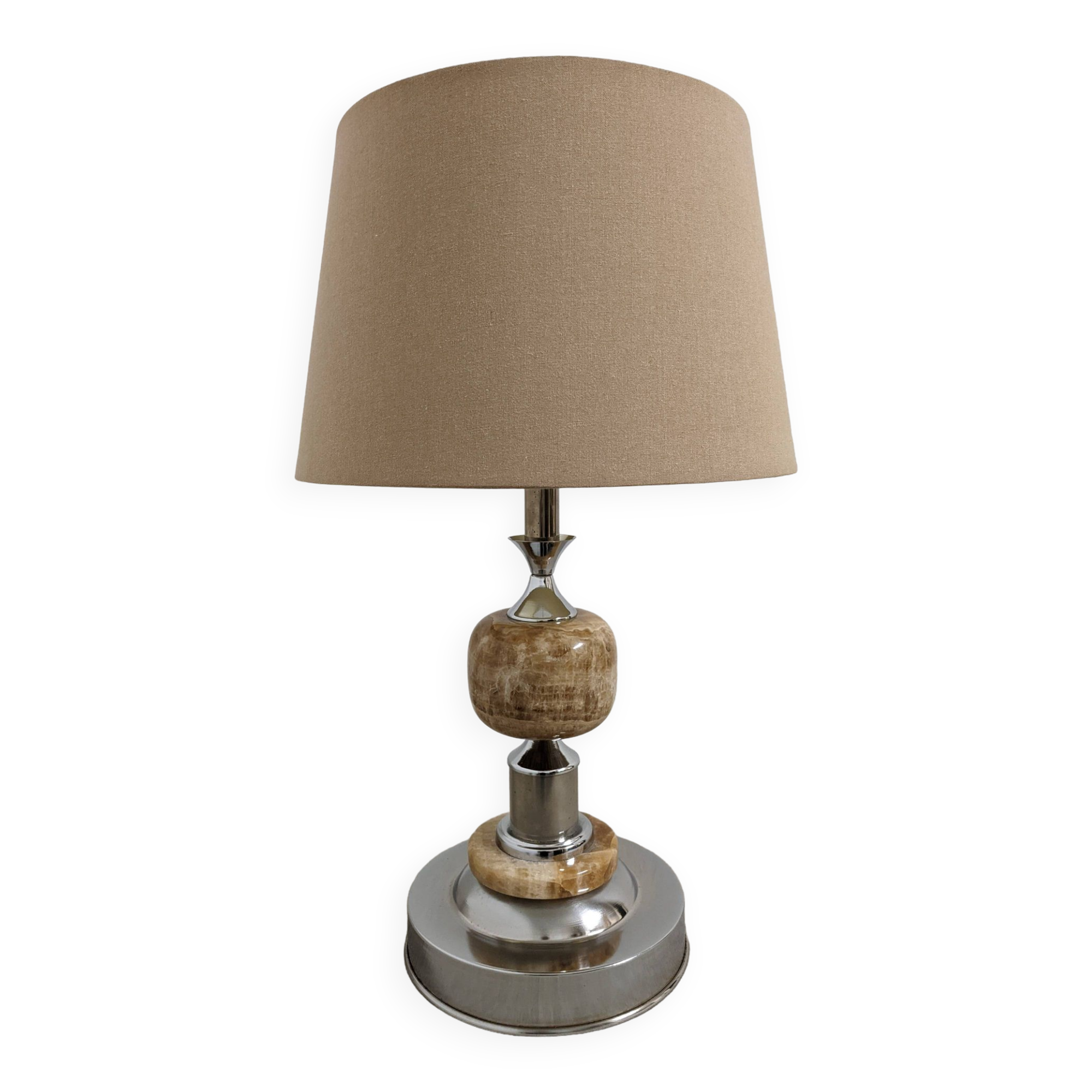 Living lamp in onyx and chromed metal from the 60s/70s