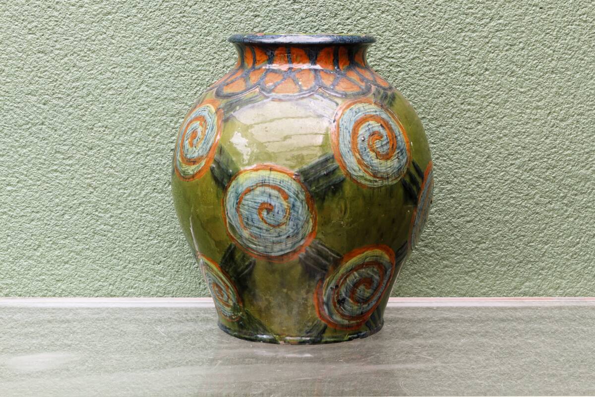 Glazed terracotta vase, Art Deco, signed René Nicole (1885-1960)