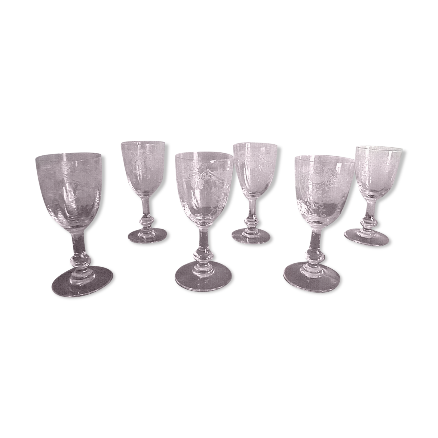 6 glasses of crystal liquor St Louis chiseled patterns not signed High. 12 cm
