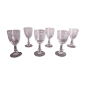 6 glasses of crystal liquor St Louis chiseled patterns not signed High. 12 cm