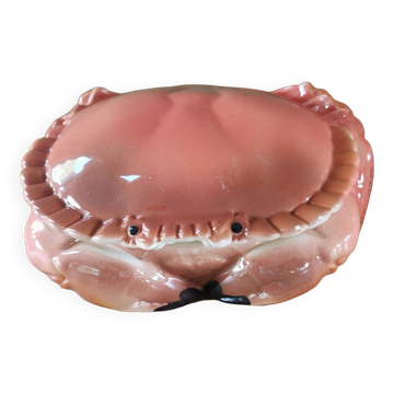 Vintage crab box in ceramic signed Caugant